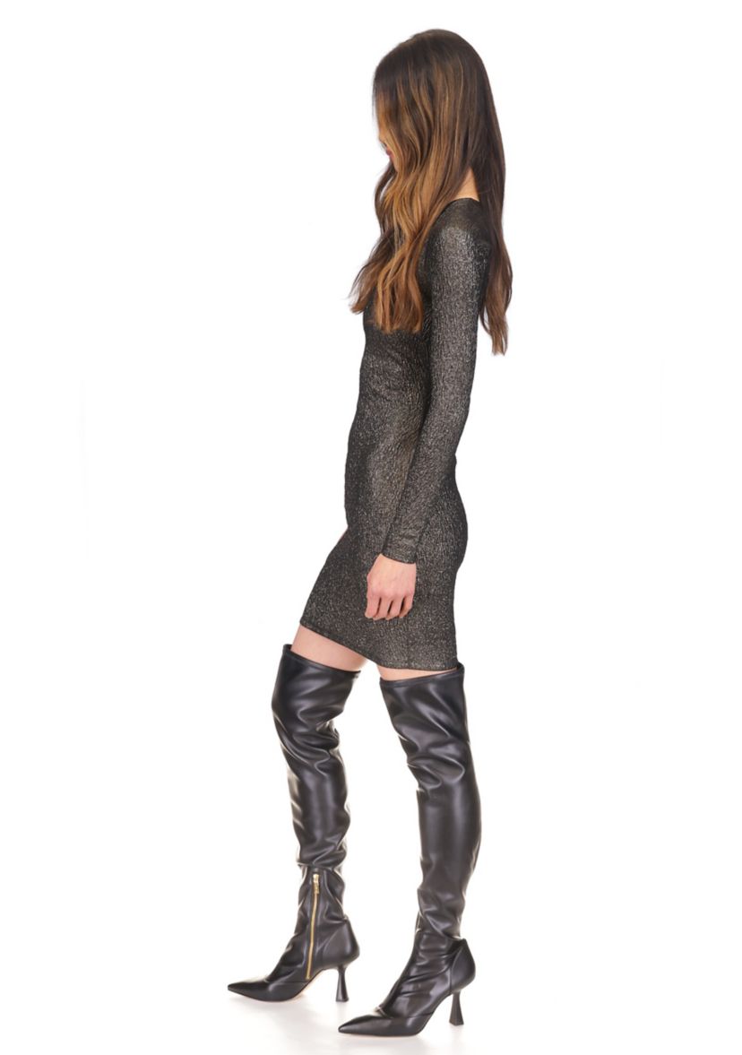 Womens Shimmer Jacquard Mini Dress