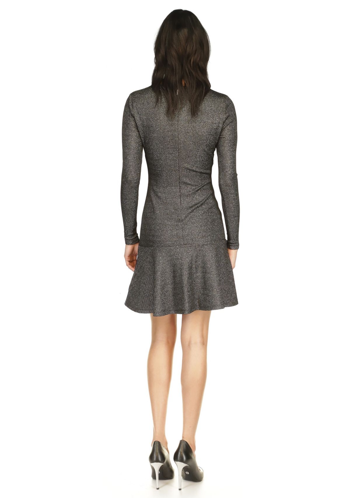 Womens Flounce Hem Shine Dress