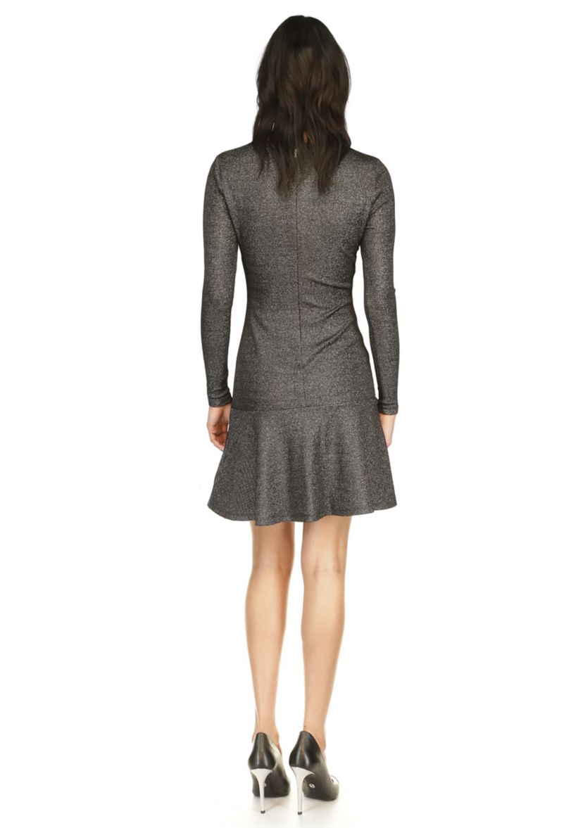 Womens Flounce Hem Shine Dress