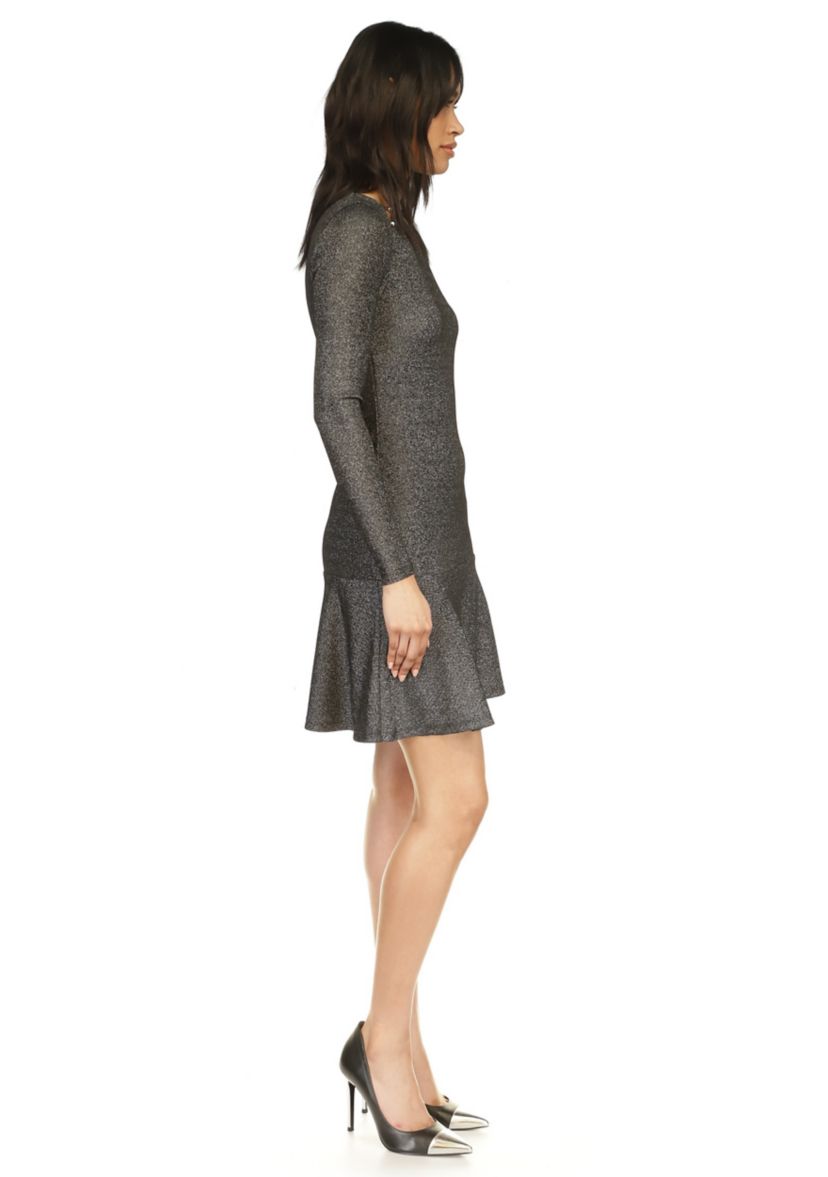 Womens Flounce Hem Shine Dress