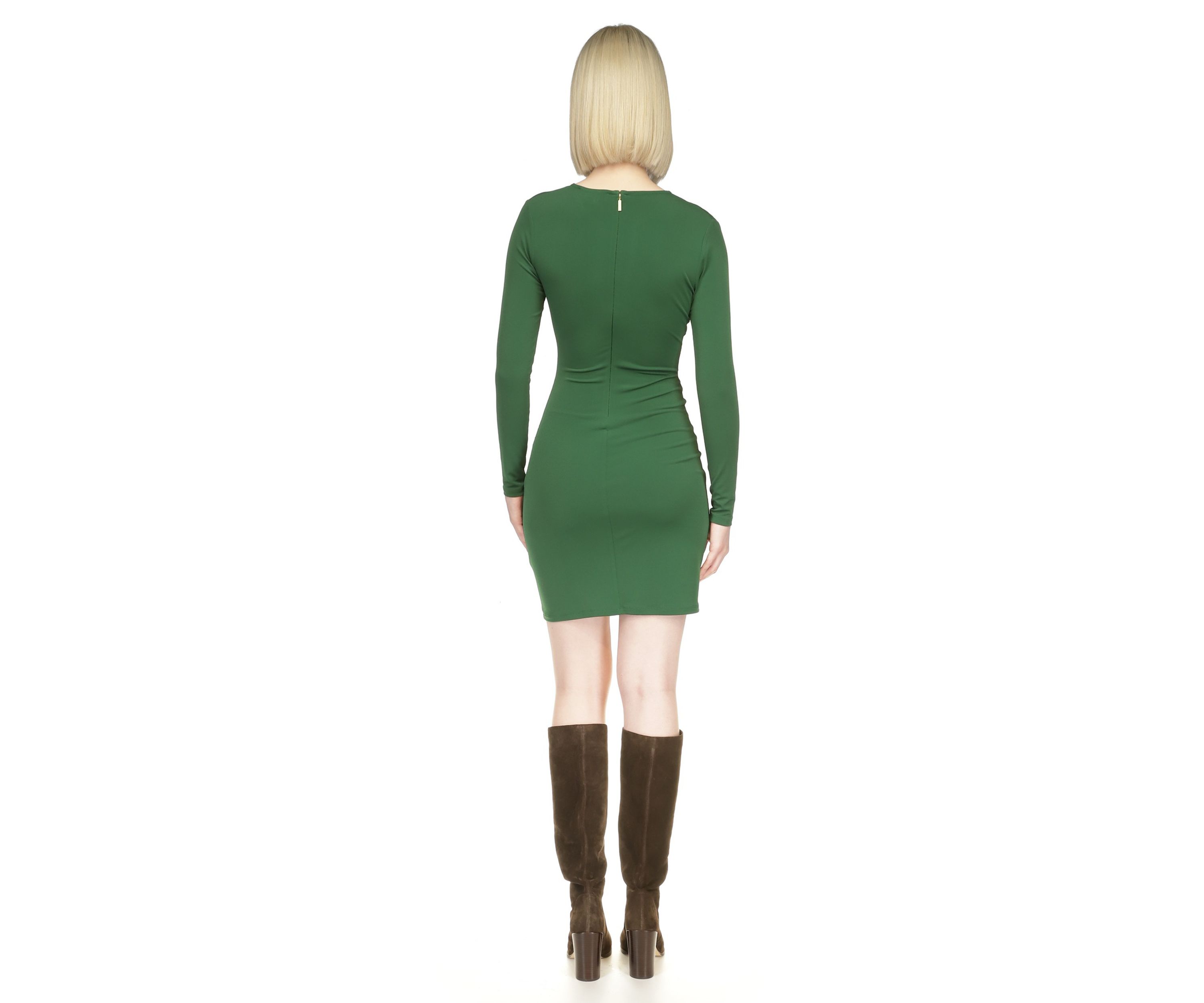Womens Long Sleeve Asymmetrical Ruched Dress