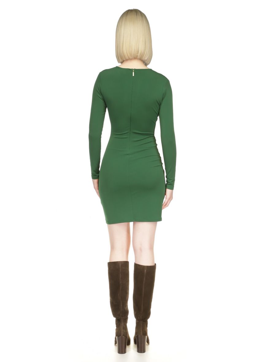 Womens Long Sleeve Asymmetrical Ruched Dress