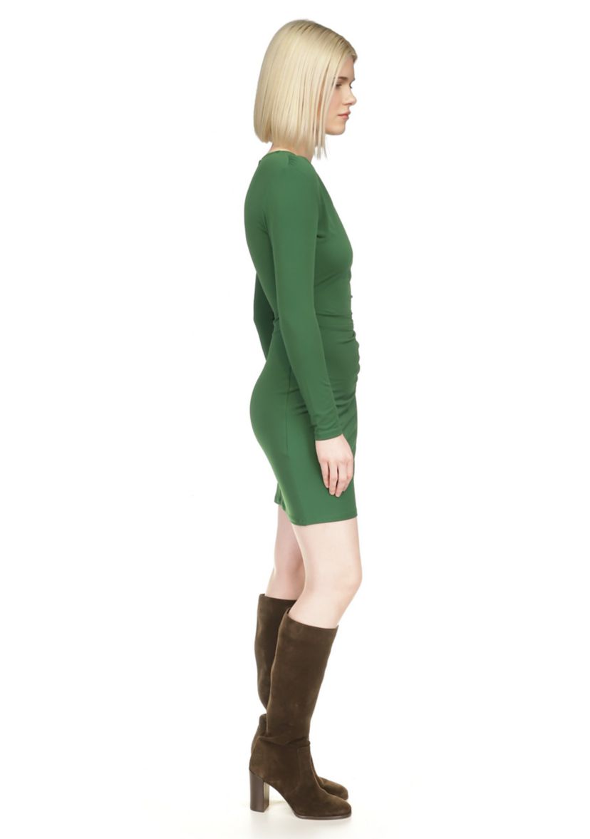 Womens Long Sleeve Asymmetrical Ruched Dress