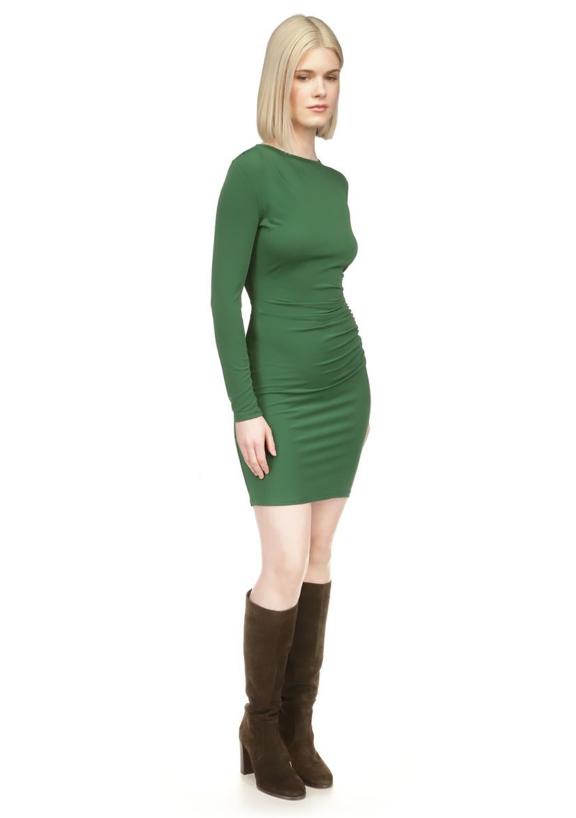 Womens Long Sleeve Asymmetrical Ruched Dress
