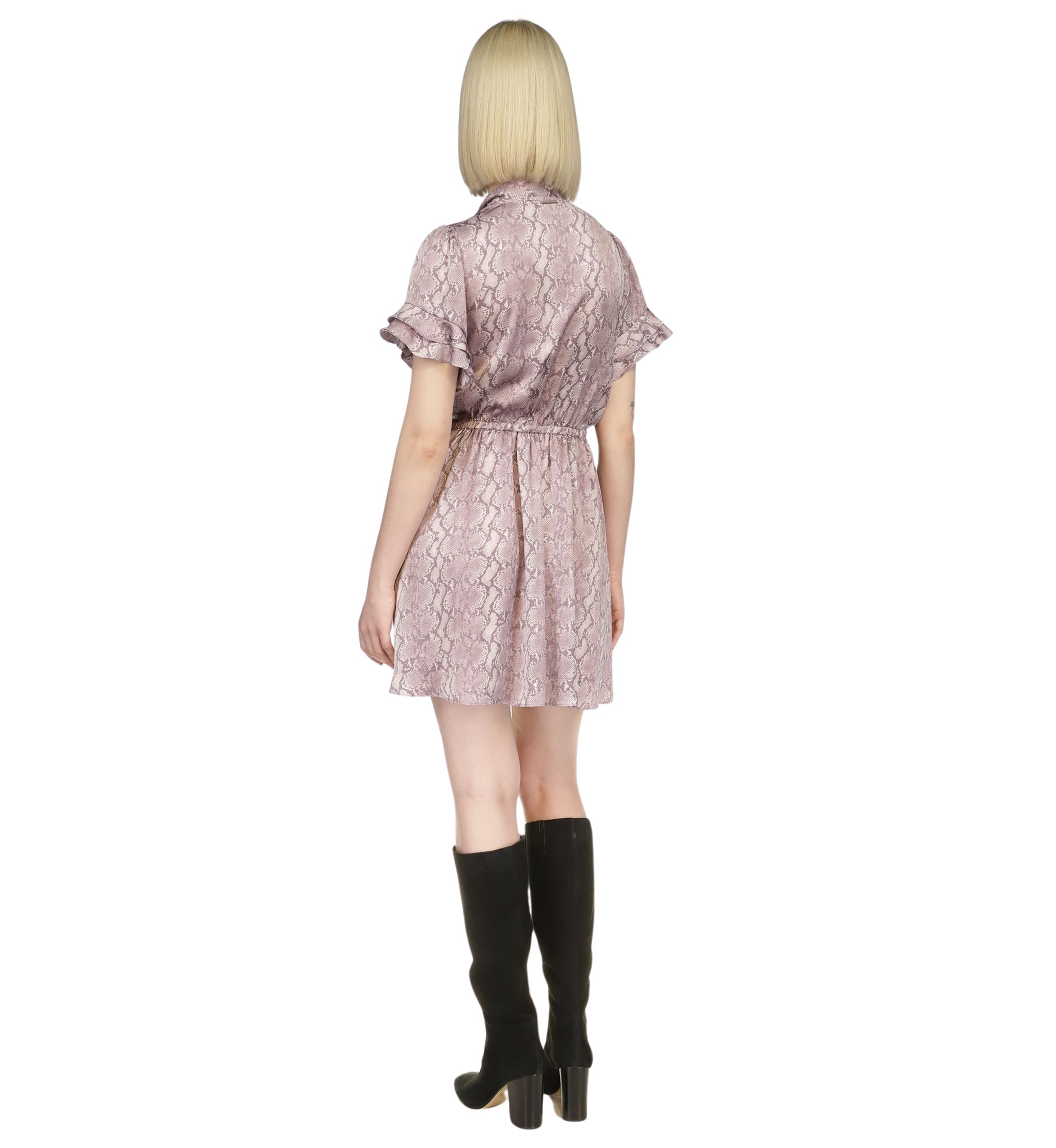 Womens Snake Printed Flutter Sleeve Dress