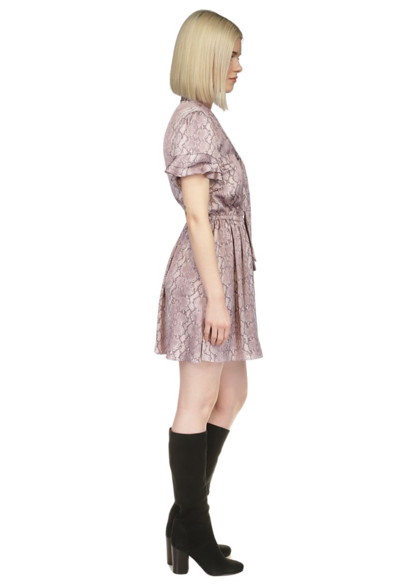 Womens Snake Printed Flutter Sleeve Dress