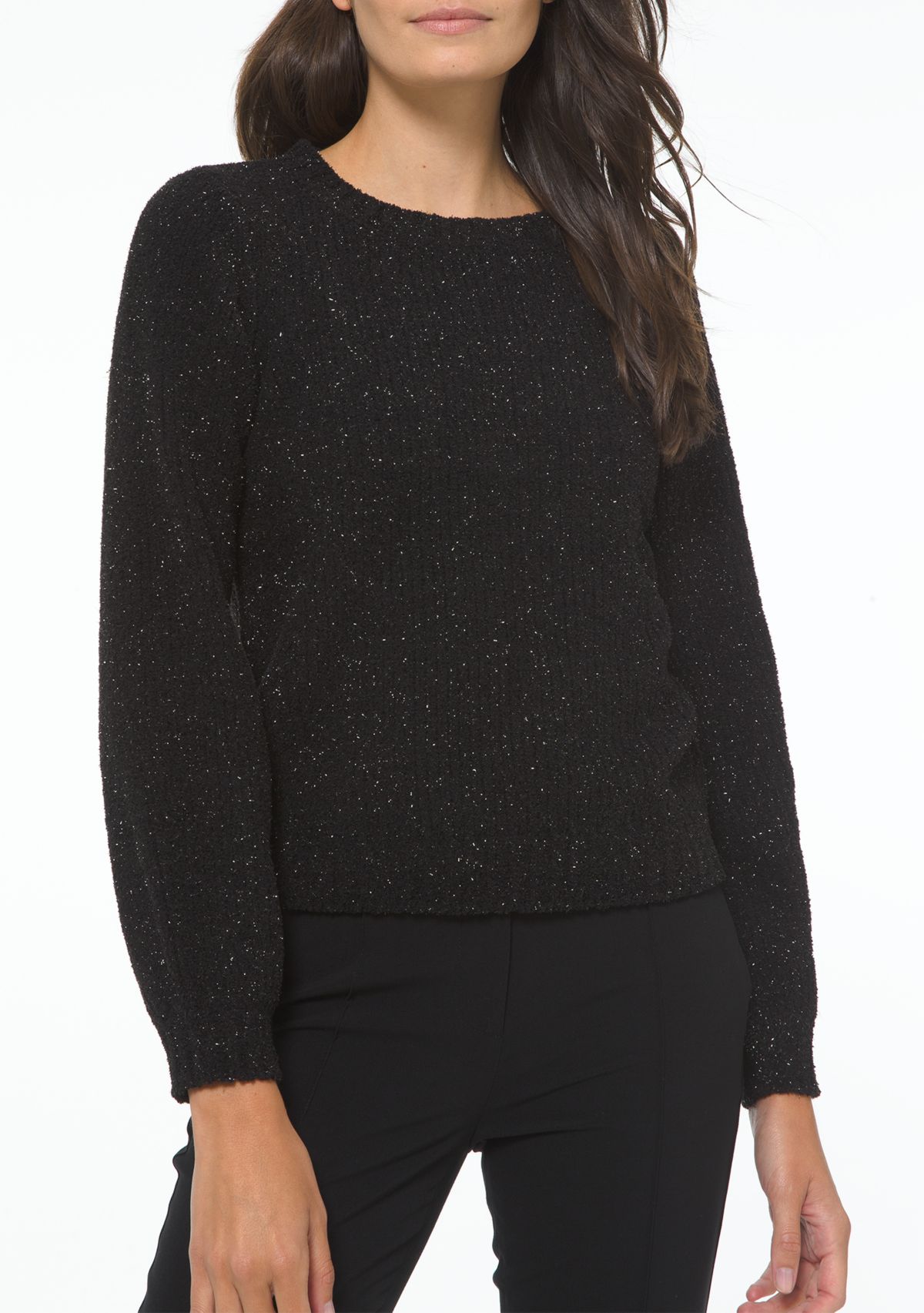 Womens Crew Neck Lurex® Textured Sweater