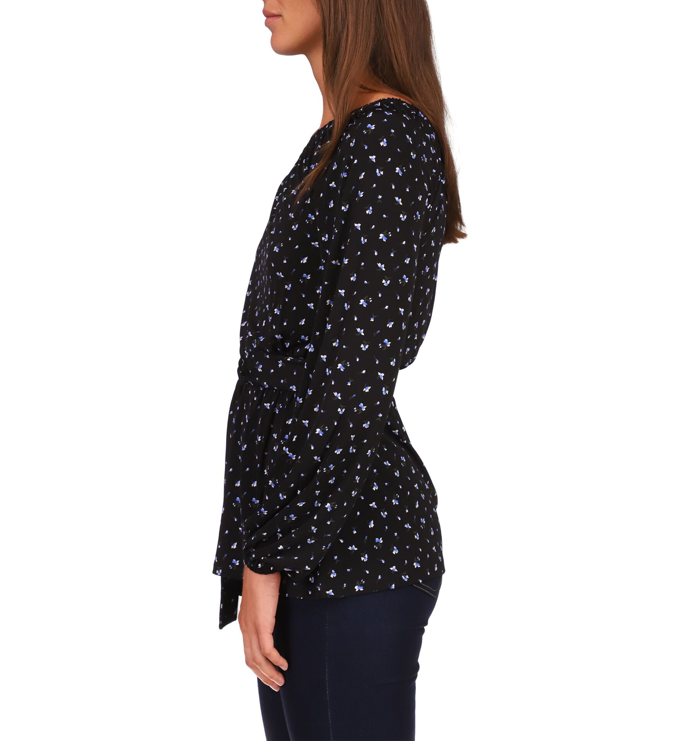 Womens One Shoulder Ditsy Floral Knit Top