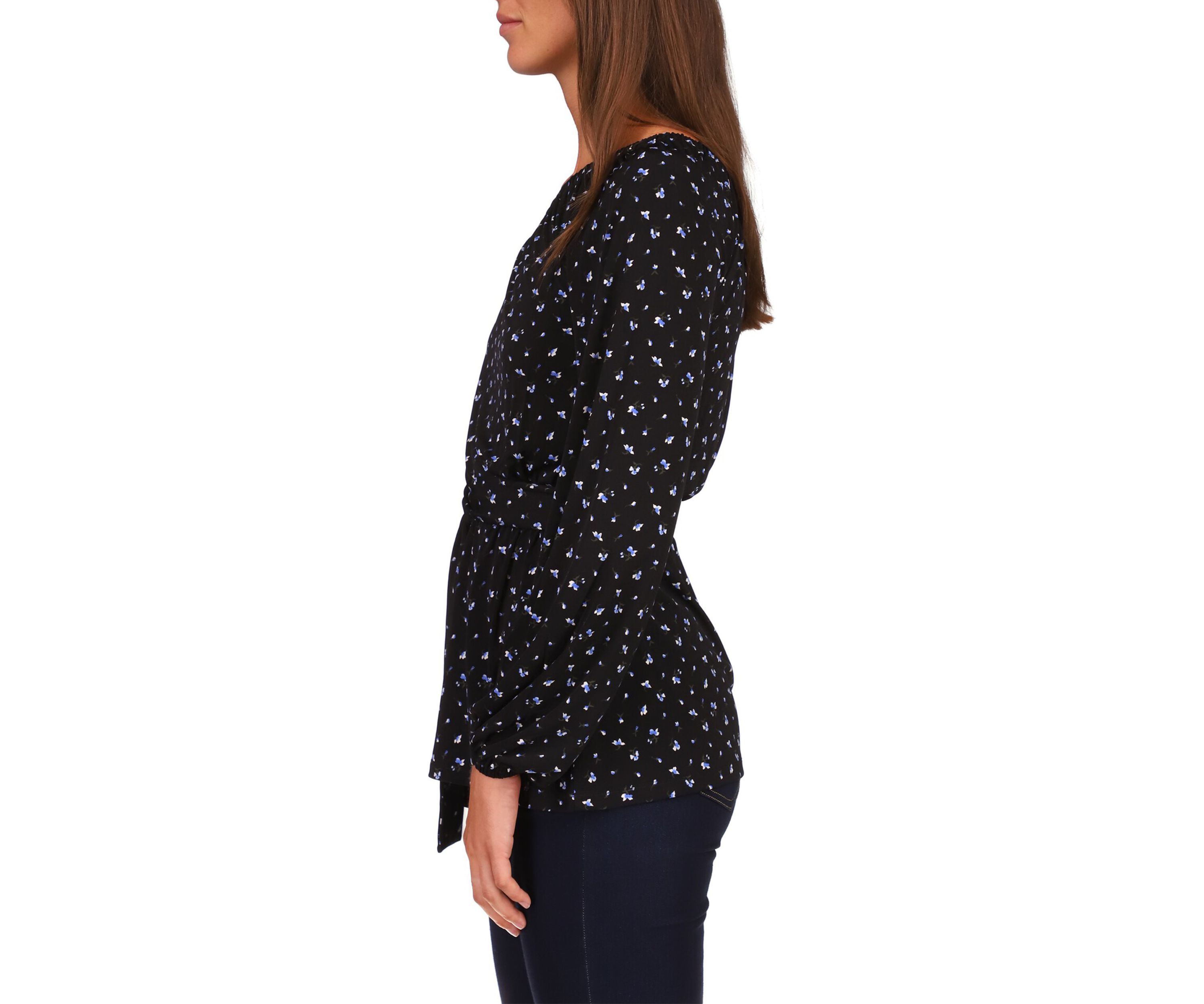Womens One Shoulder Ditsy Floral Knit Top