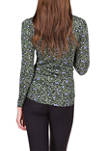 Womens Long Sleeve Floral Mock Neck Top 