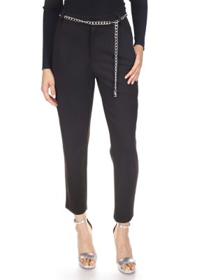 Michael Michael Kors Women's Chain-Print Pull-On Pants (XXL, Black/Silver)  at  Women's Clothing store