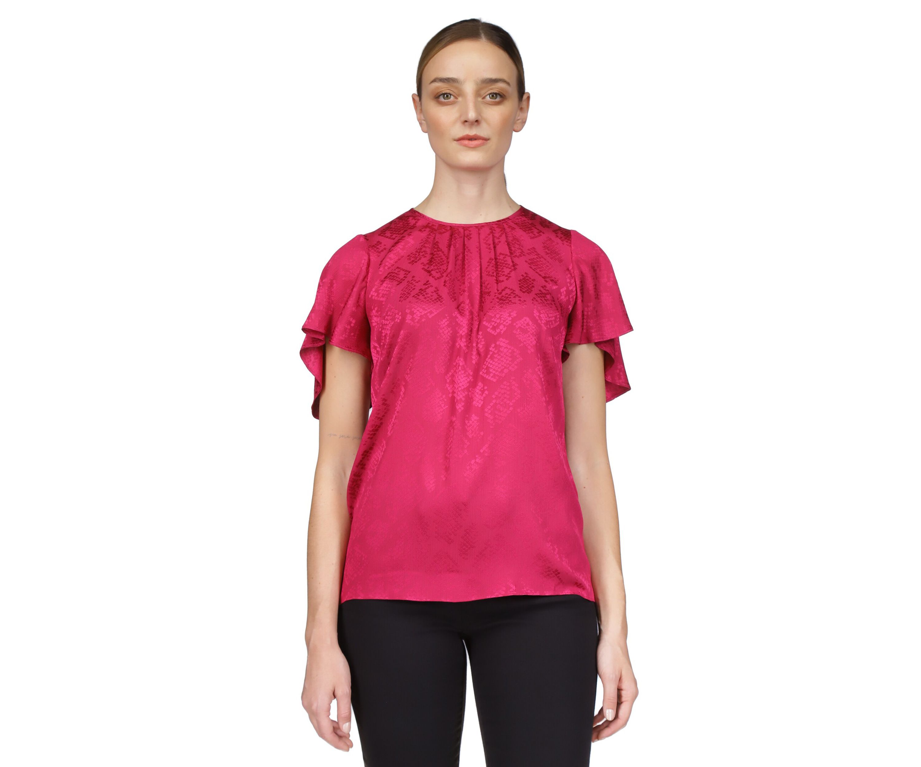 Womens Short Flutter Sleeve Top 