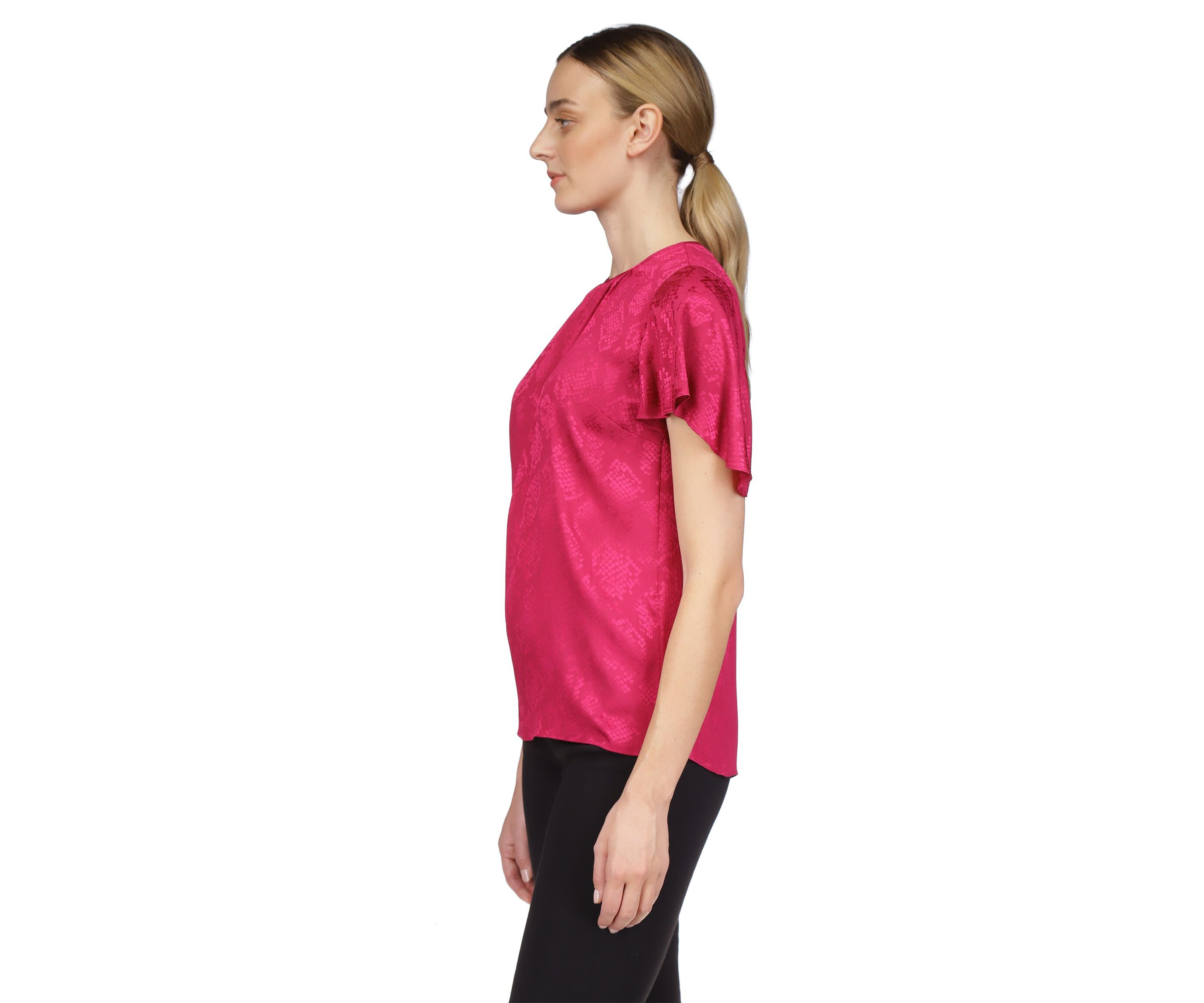 Womens Short Flutter Sleeve Top 