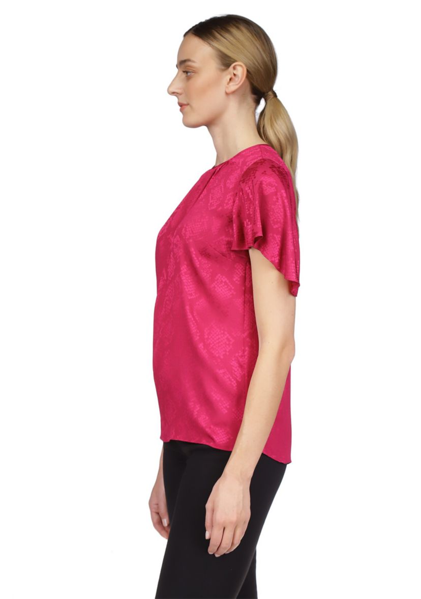 Womens Short Flutter Sleeve Top 