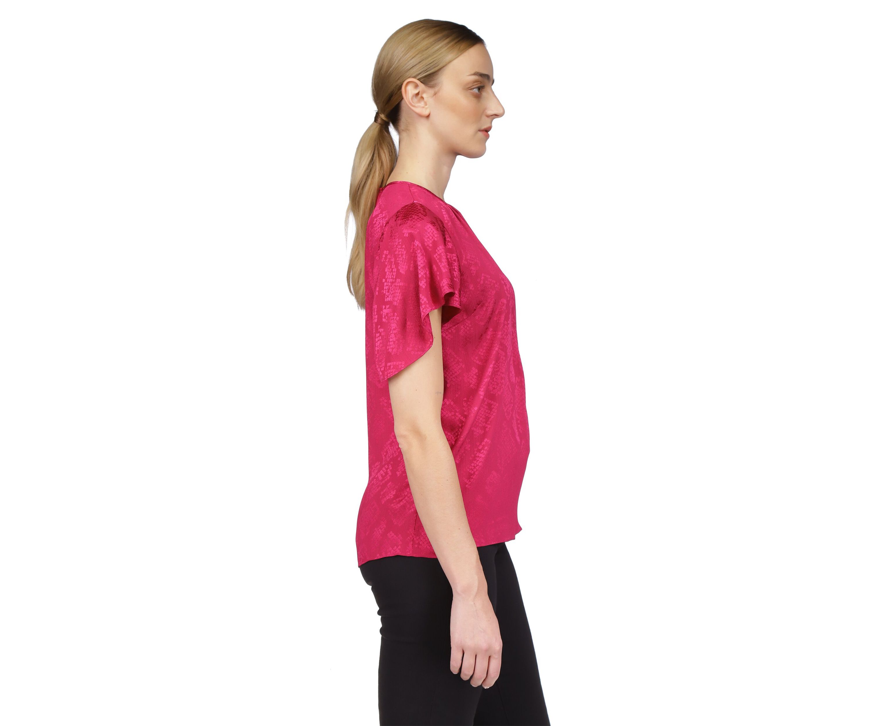 Womens Short Flutter Sleeve Top 