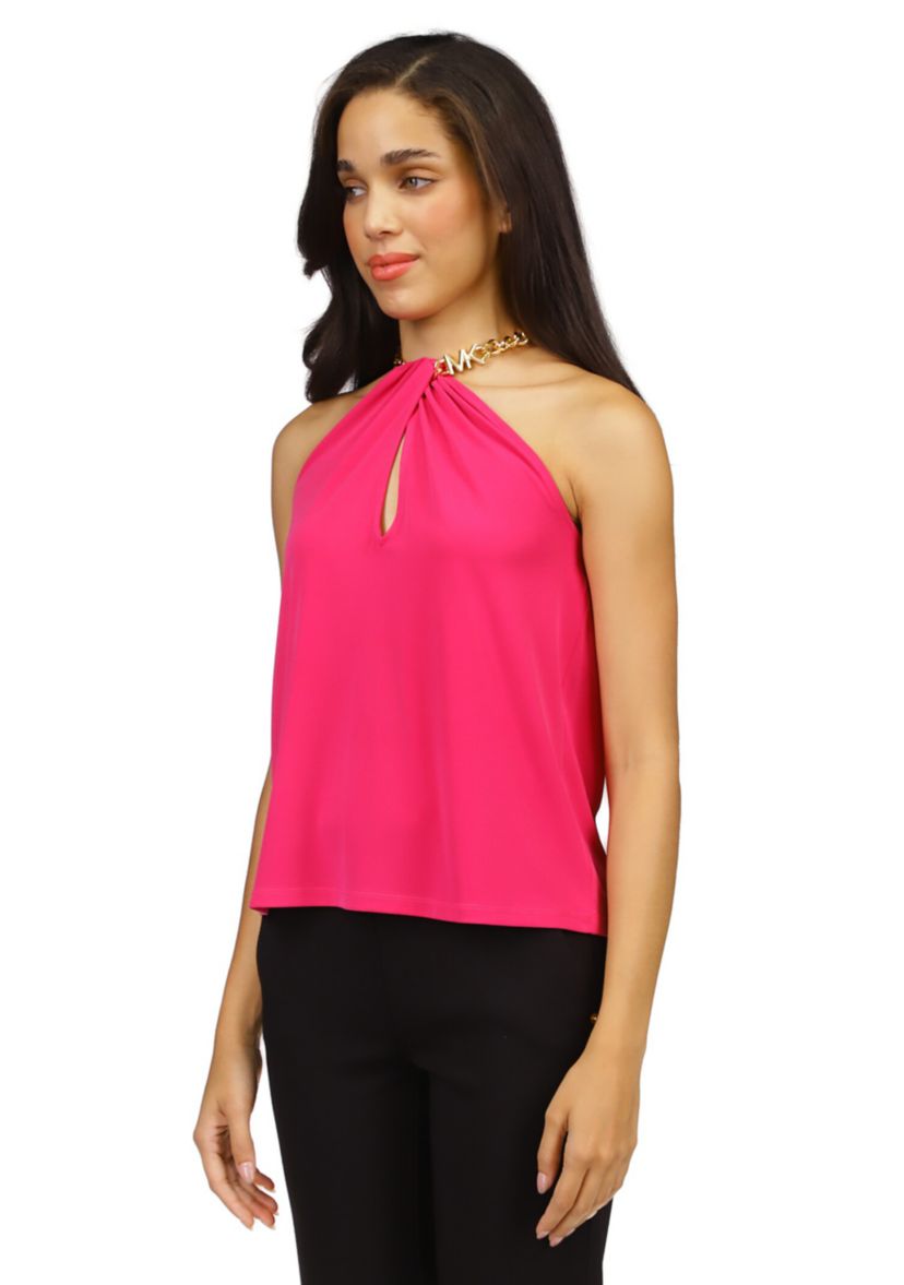 Womens Chain Neck Halter Tank Top