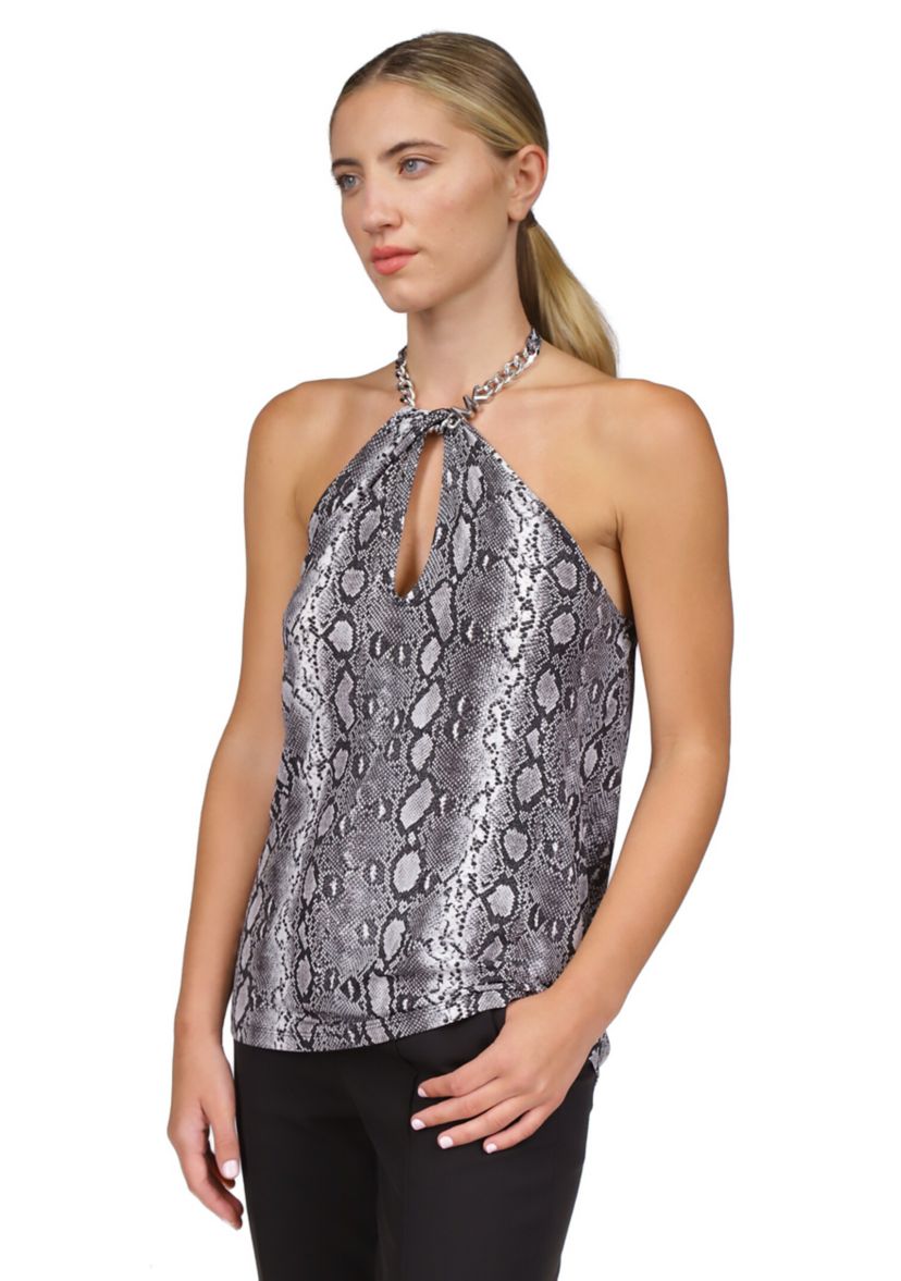 Womens Chain Neck Halter Tank