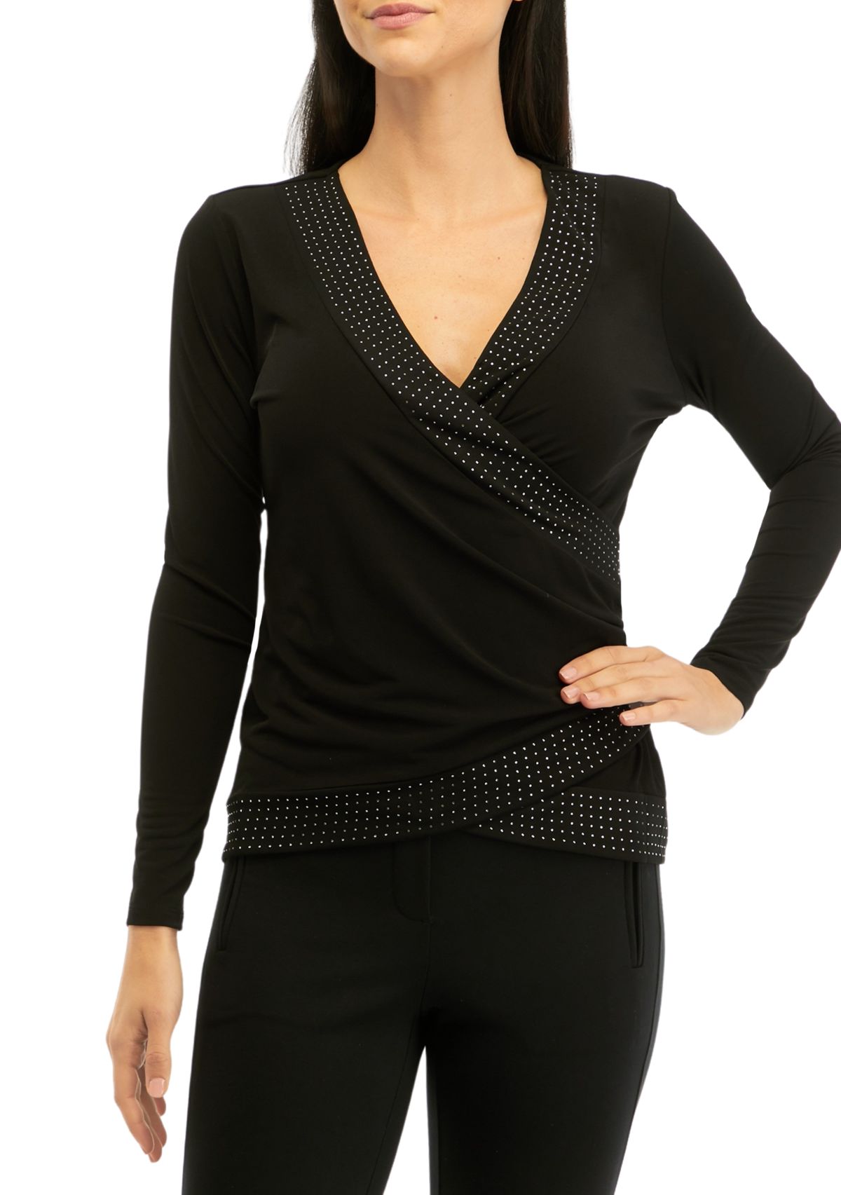 MICHAEL Michael Kors Women's Rhinestone Border Top | Belk