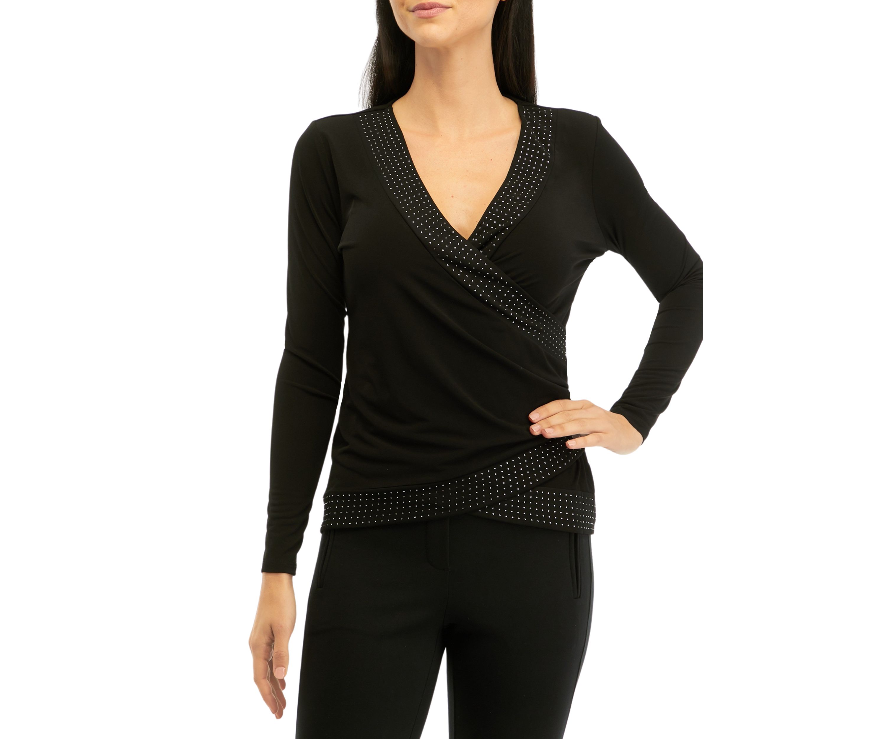 Womens Rhinestone Border Top