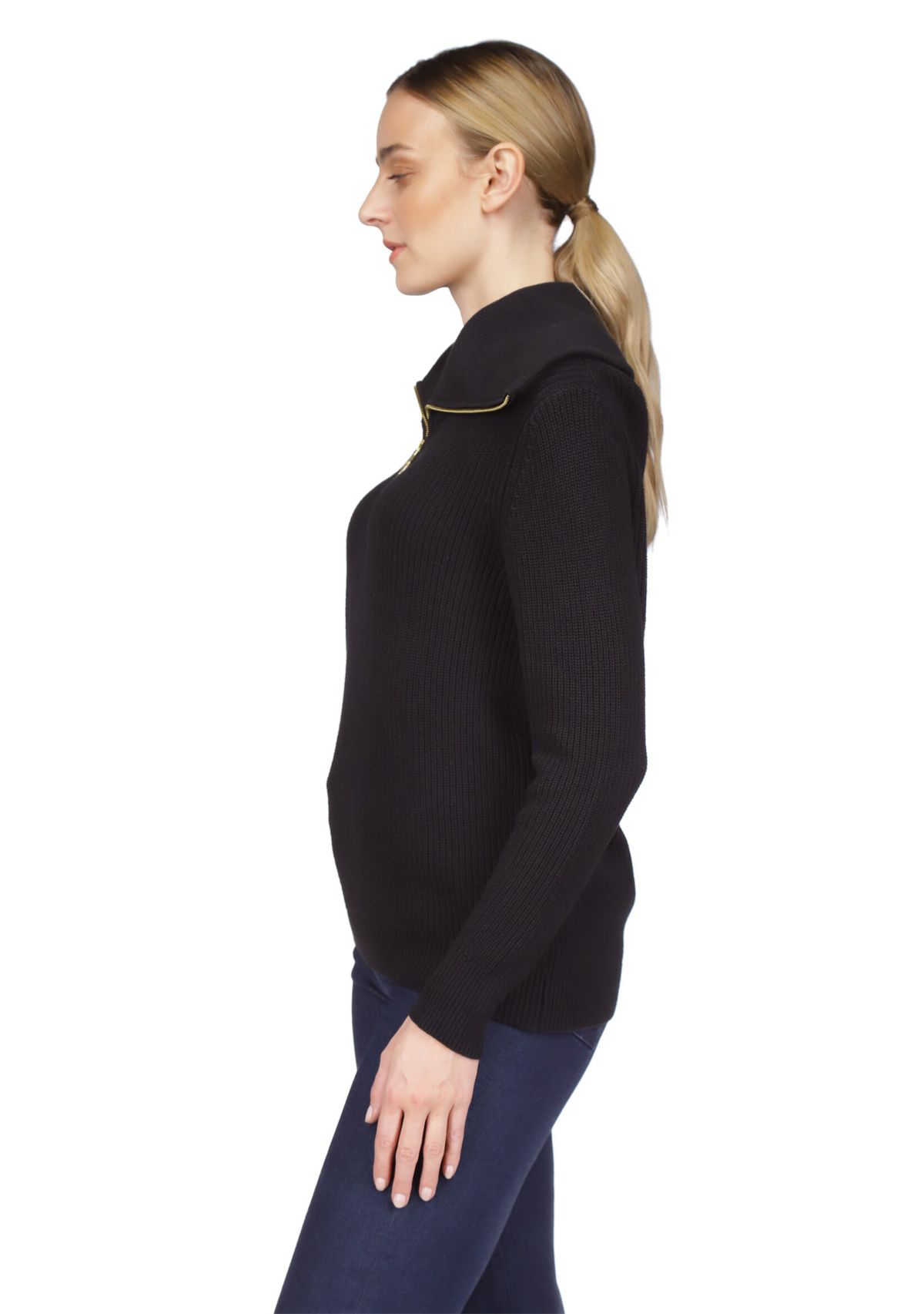 Womens Half Zip Shaker Sweater 