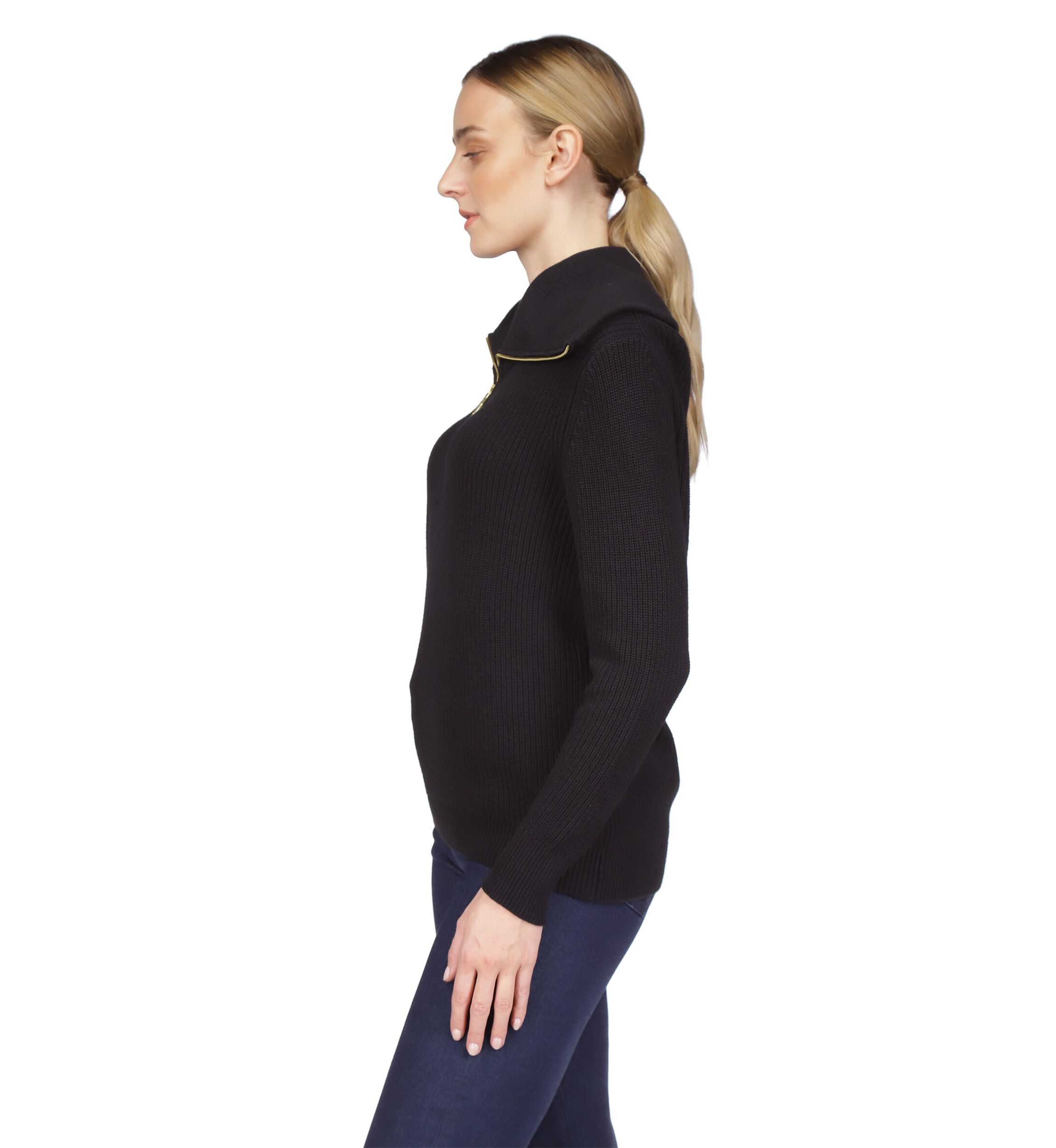 Womens Half Zip Shaker Sweater 
