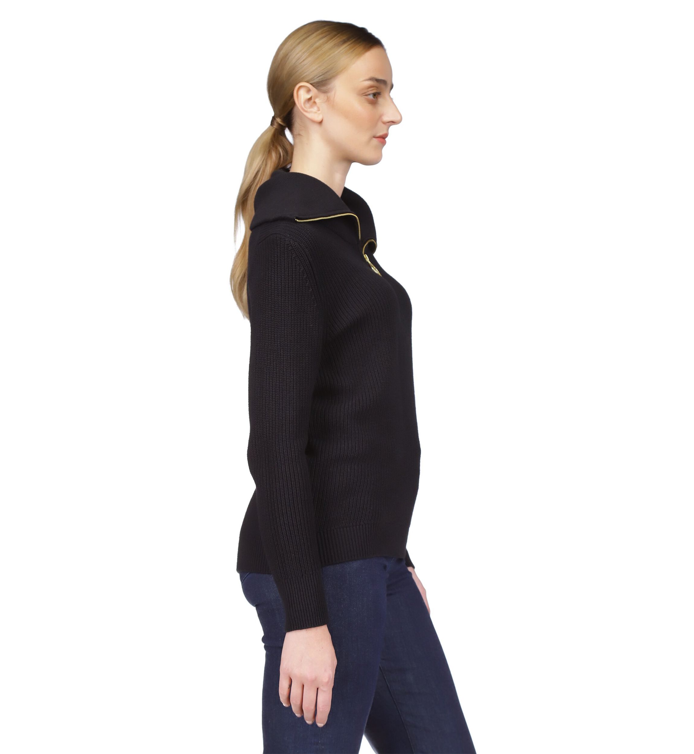 Womens Half Zip Shaker Sweater 