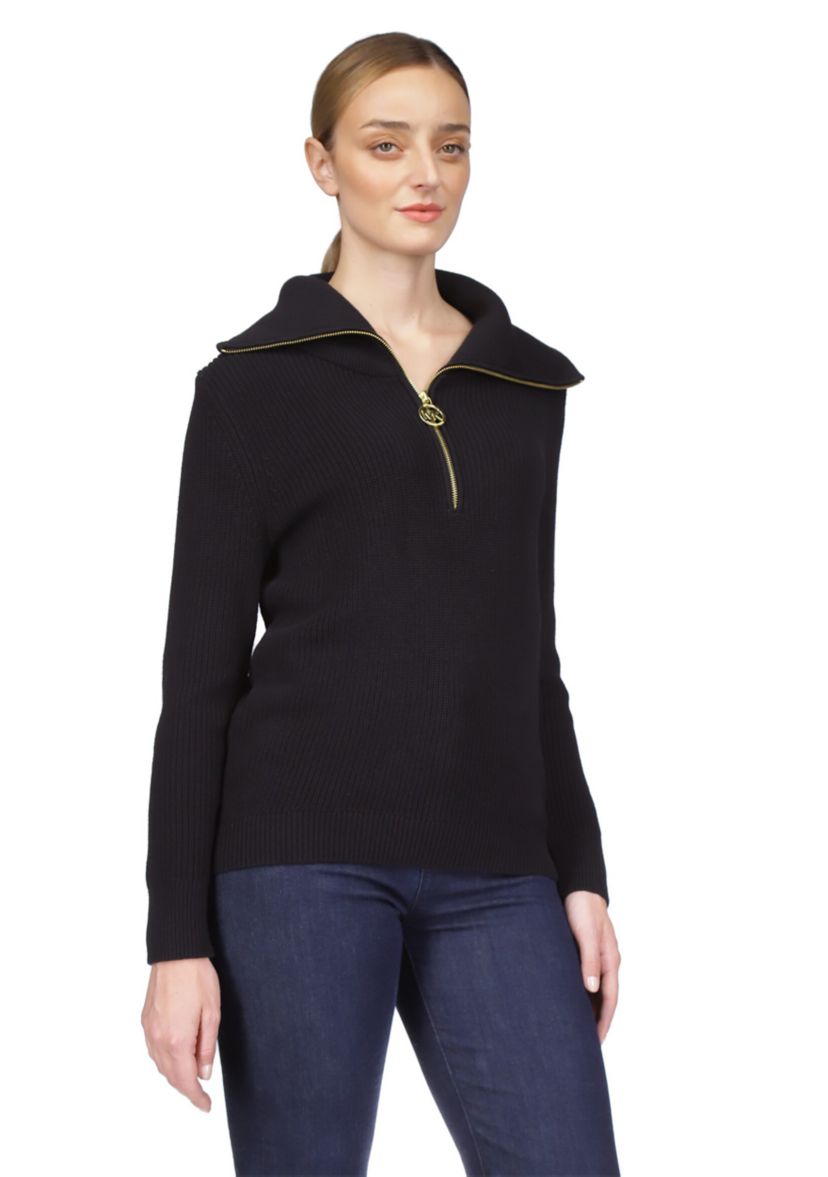 Womens Half Zip Shaker Sweater 