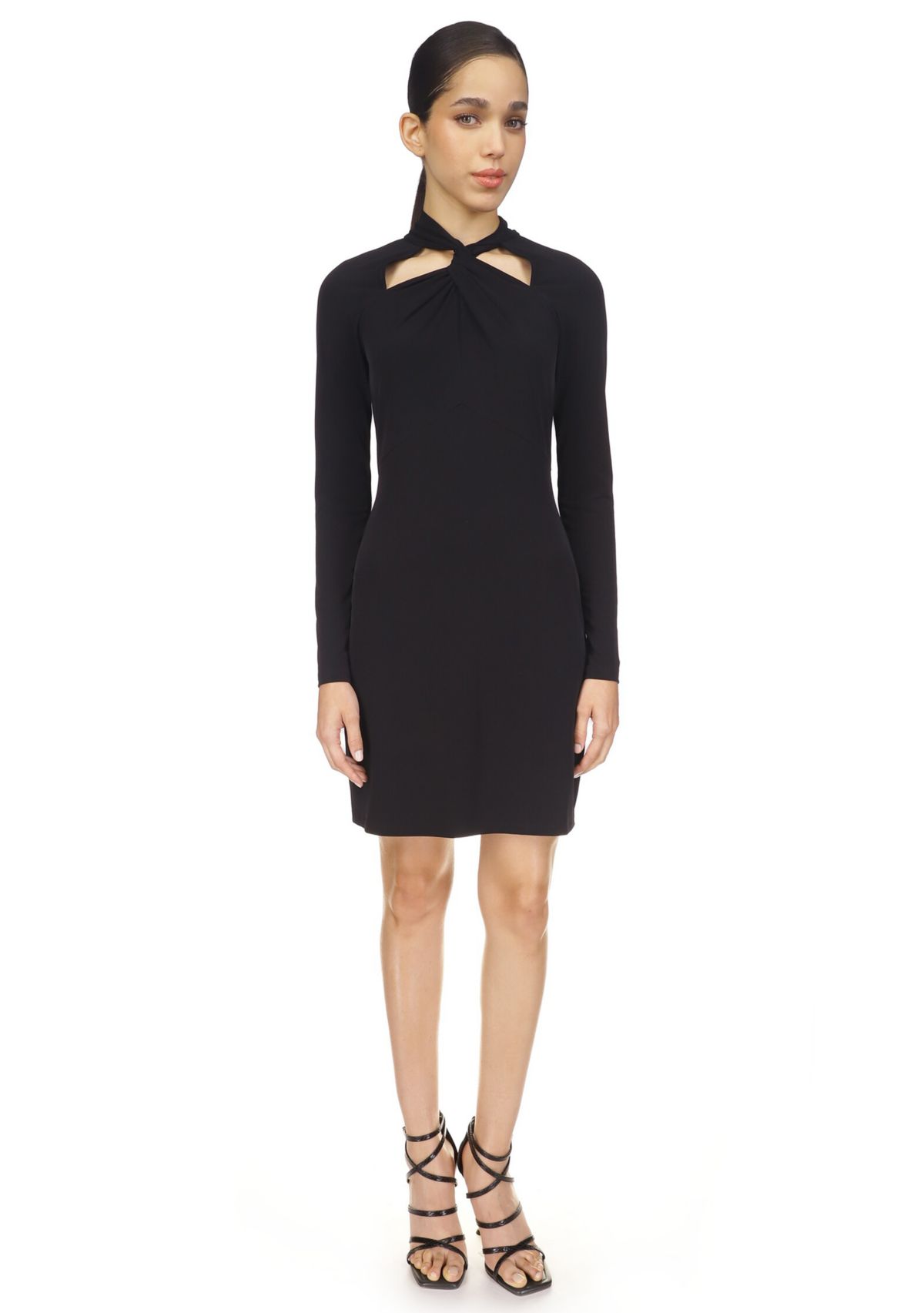 Womens Twist Neck Fitted Dress