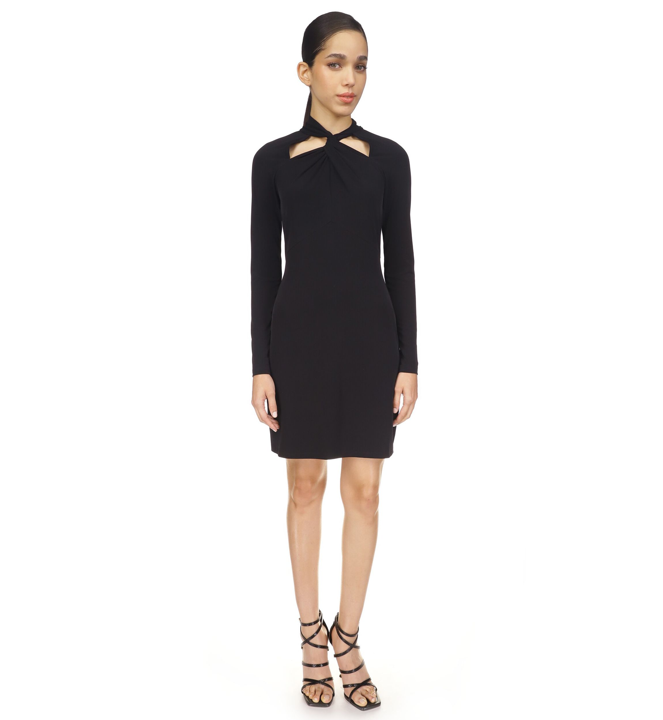 Womens Twist Neck Fitted Dress