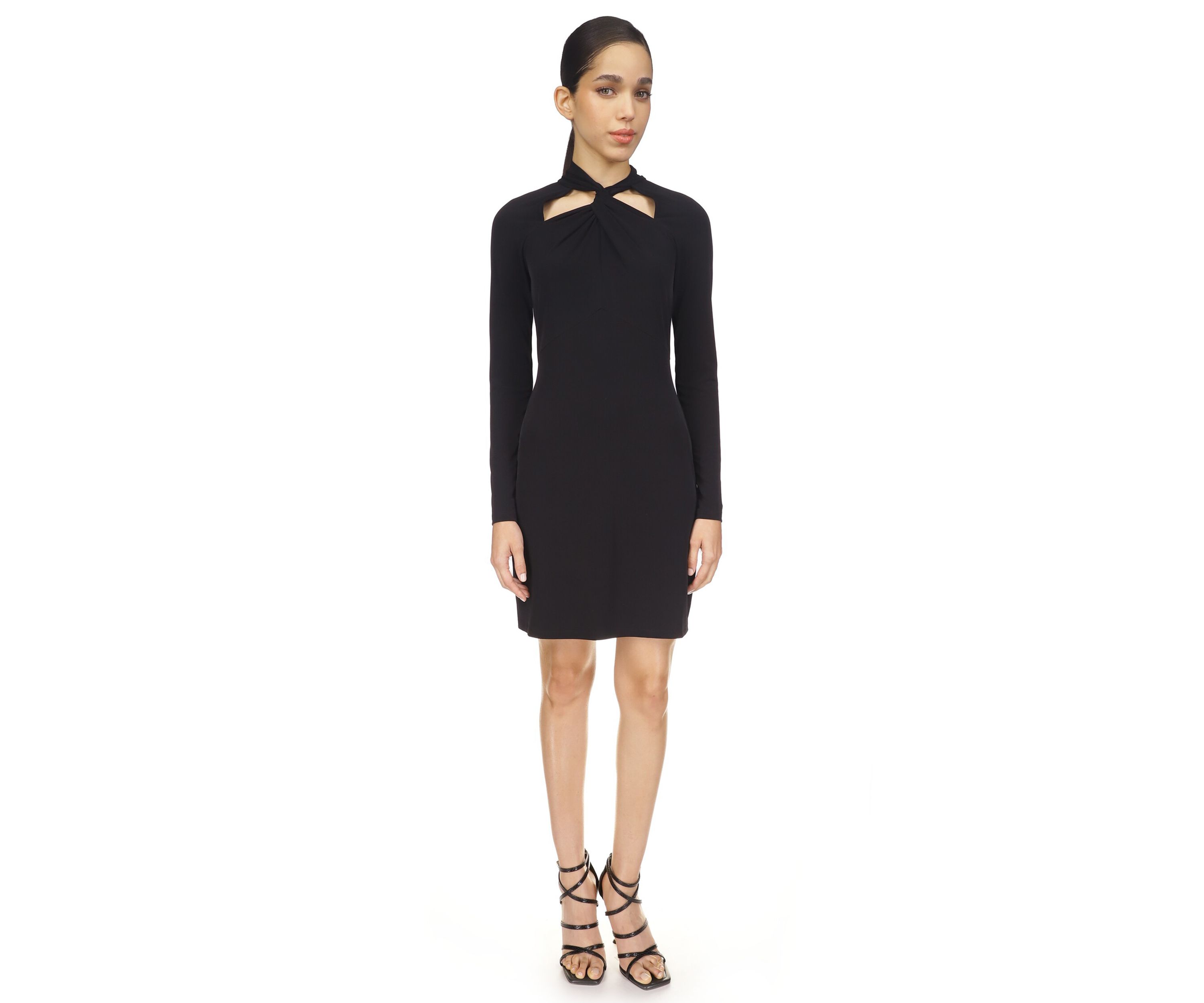 Womens Twist Neck Fitted Dress