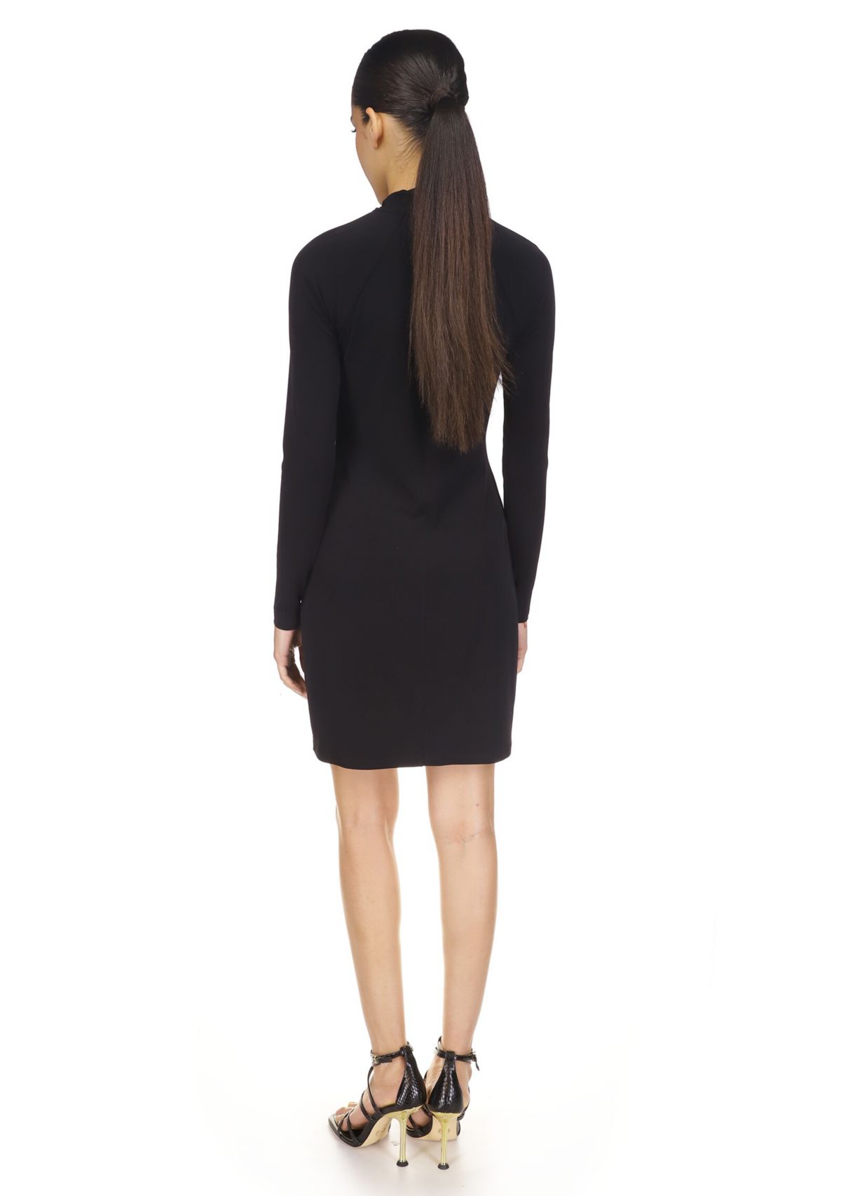 Womens Twist Neck Fitted Dress