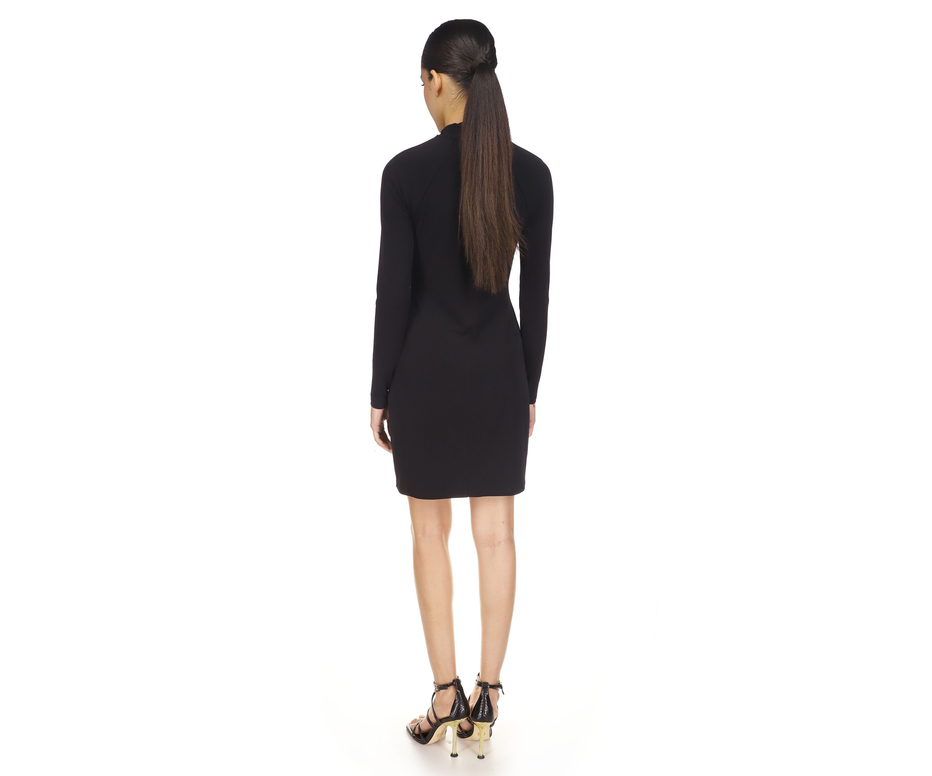 Womens Twist Neck Fitted Dress