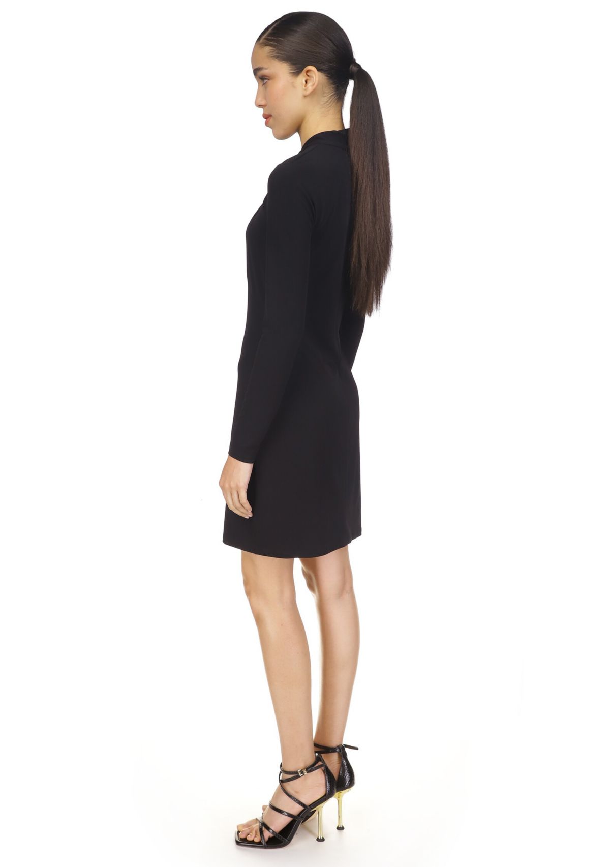 Womens Twist Neck Fitted Dress