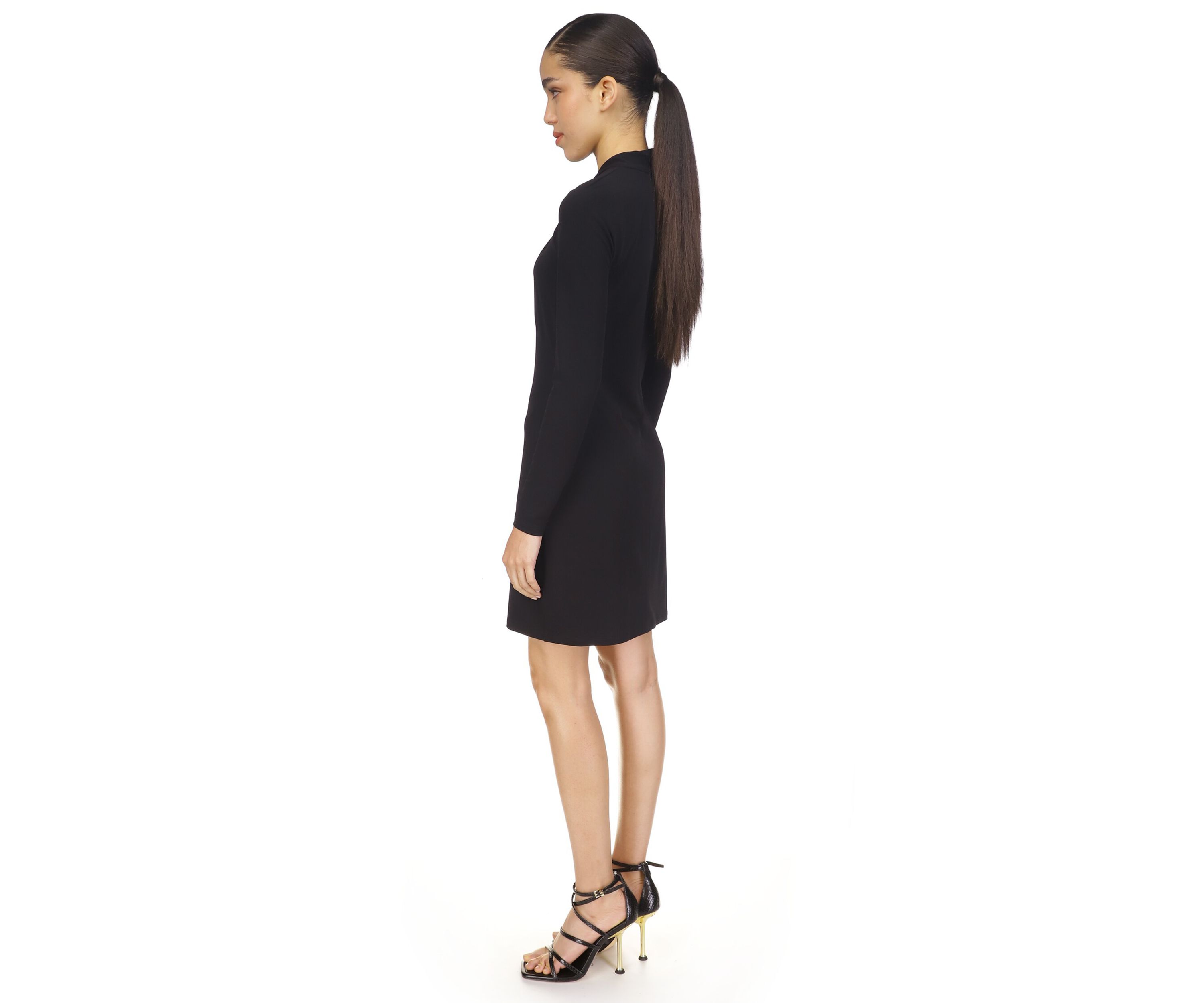 Womens Twist Neck Fitted Dress