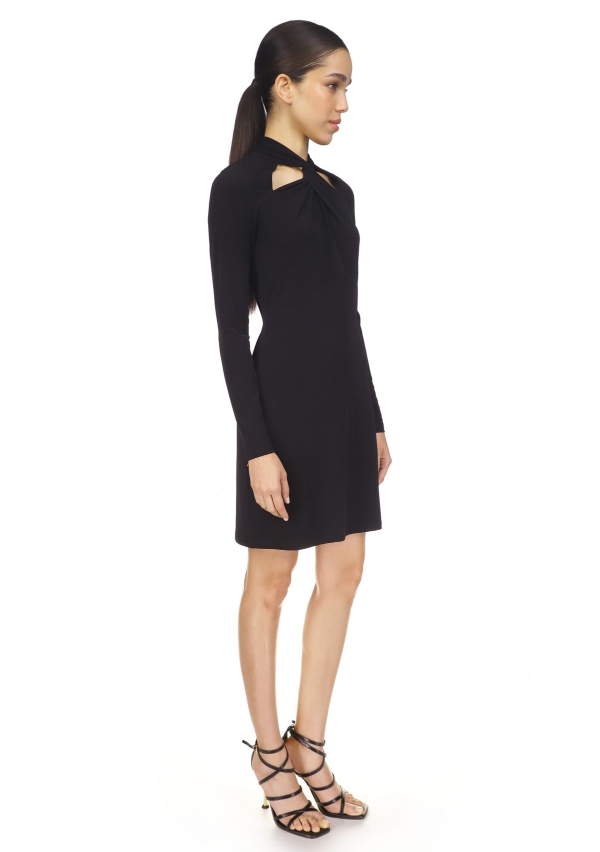 Womens Twist Neck Fitted Dress