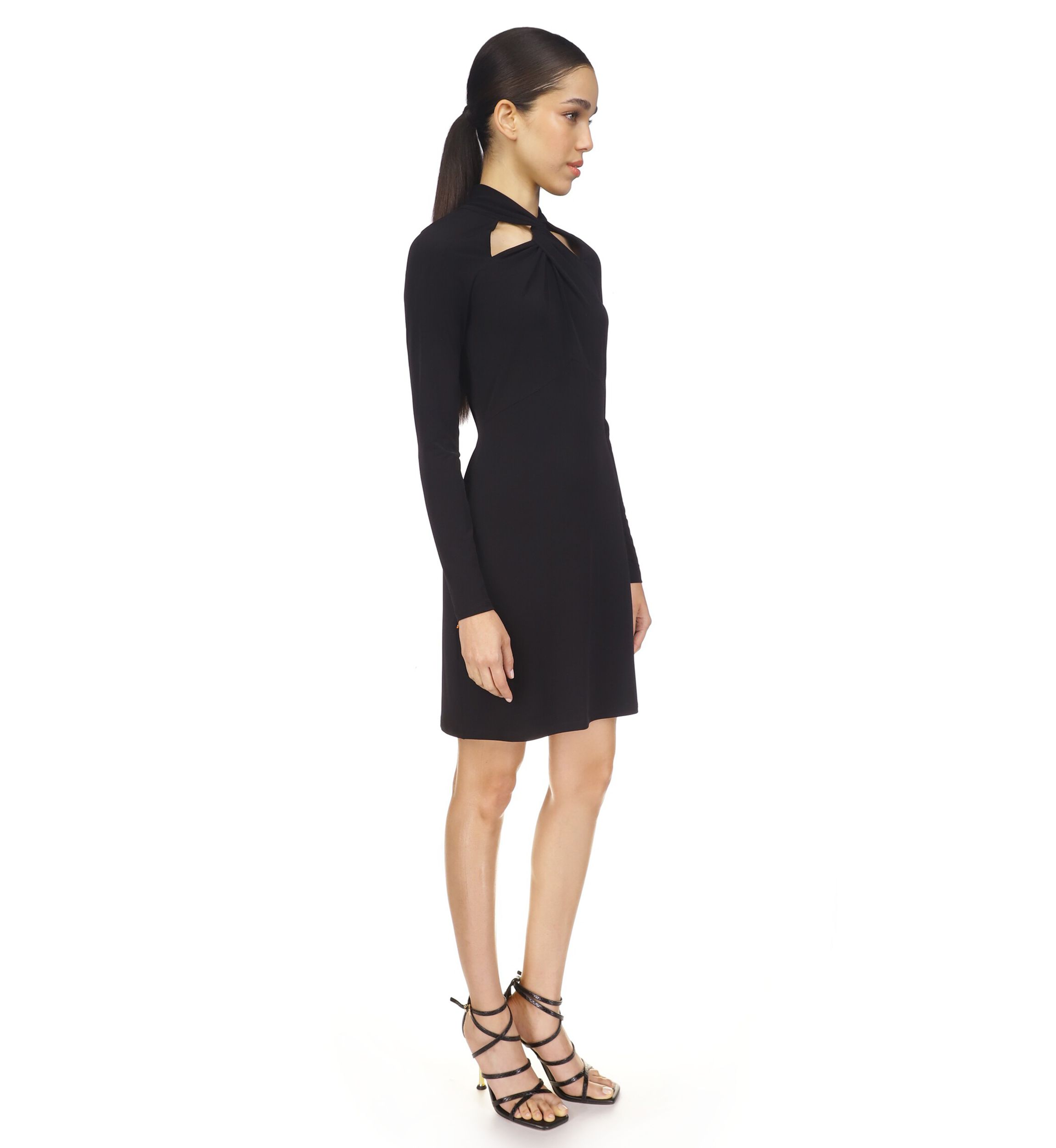 Womens Twist Neck Fitted Dress