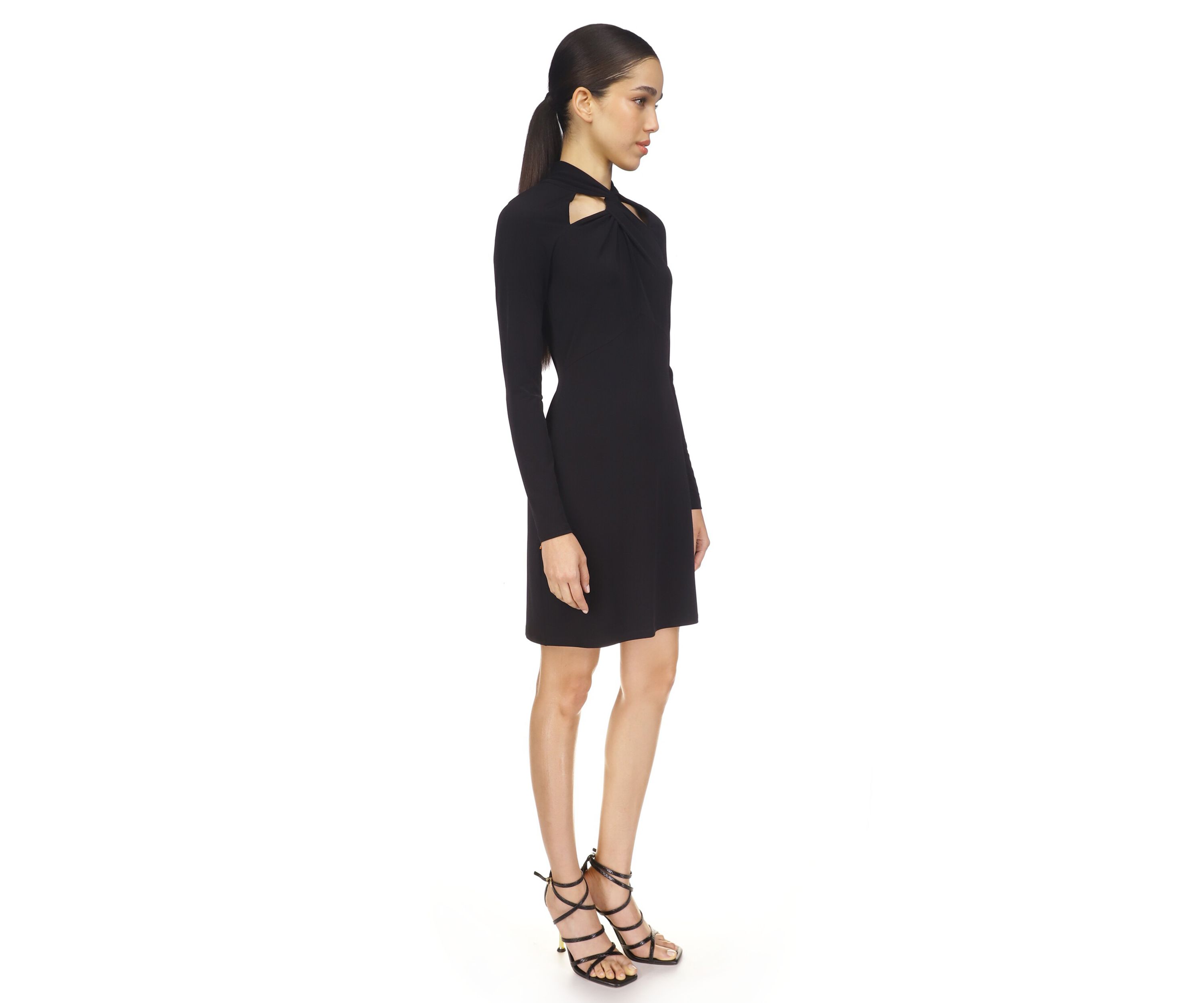 Womens Twist Neck Fitted Dress