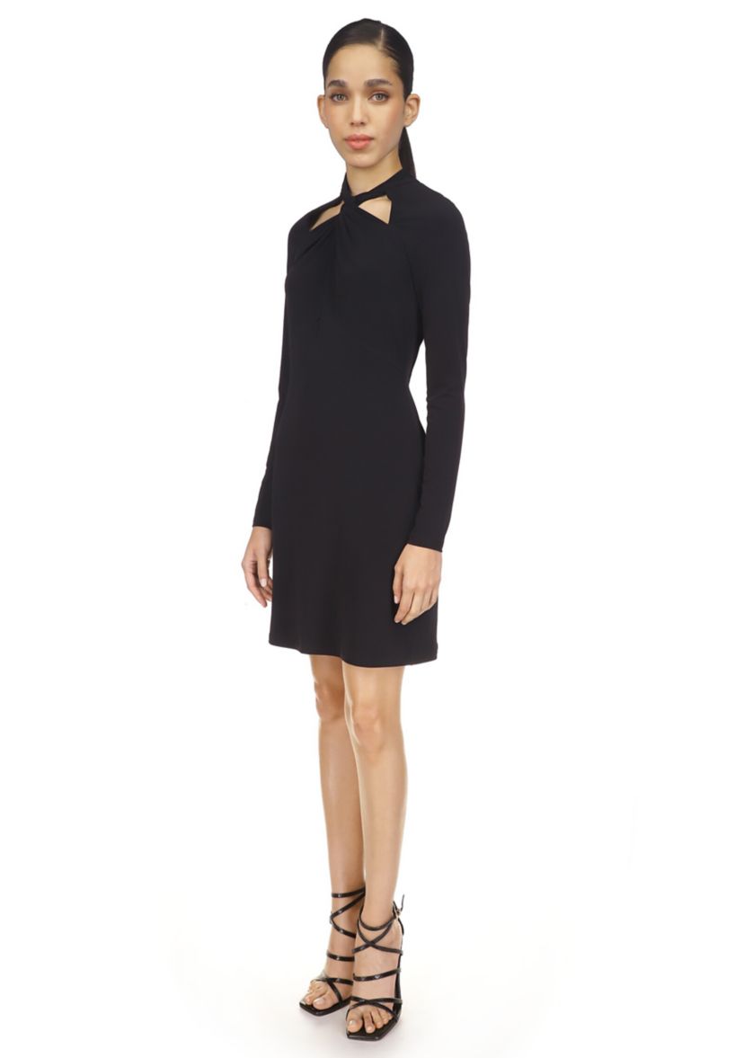 Womens Twist Neck Fitted Dress