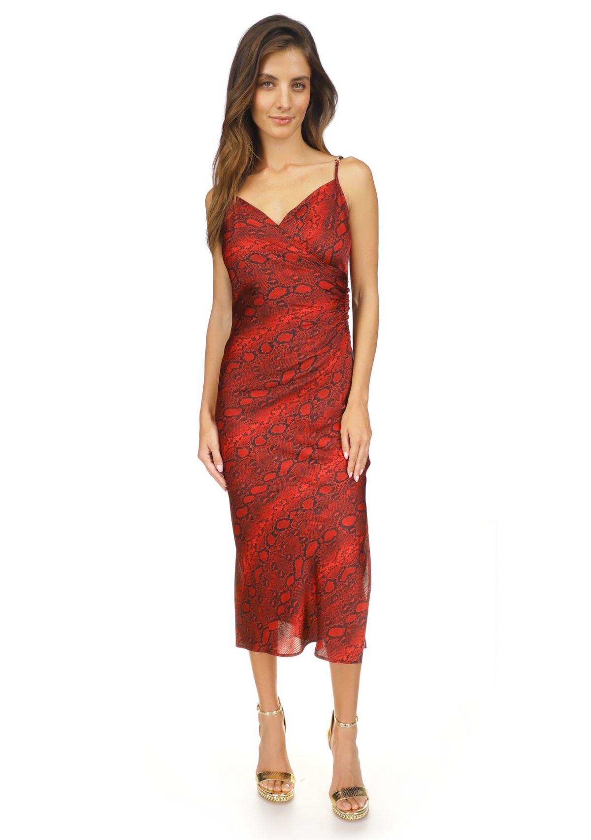 Womens Python Slip Midi Dress