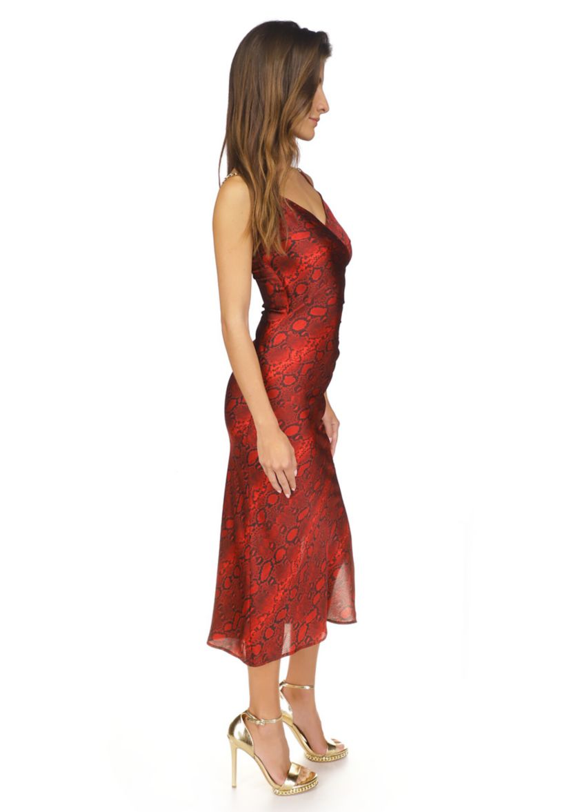 Womens Python Slip Midi Dress
