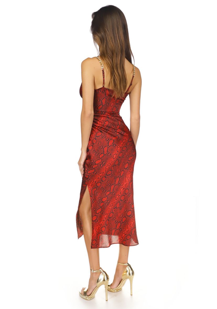 Womens Python Slip Midi Dress