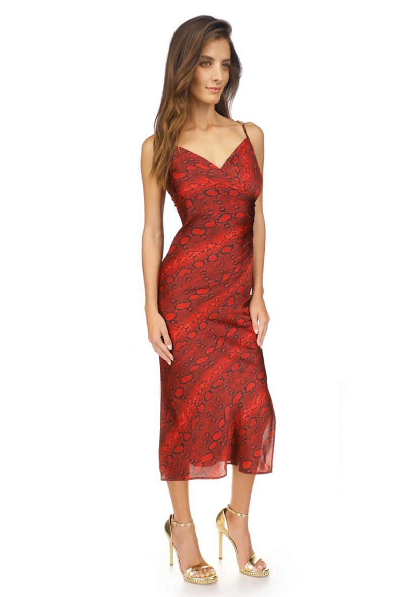 Womens Python Slip Midi Dress