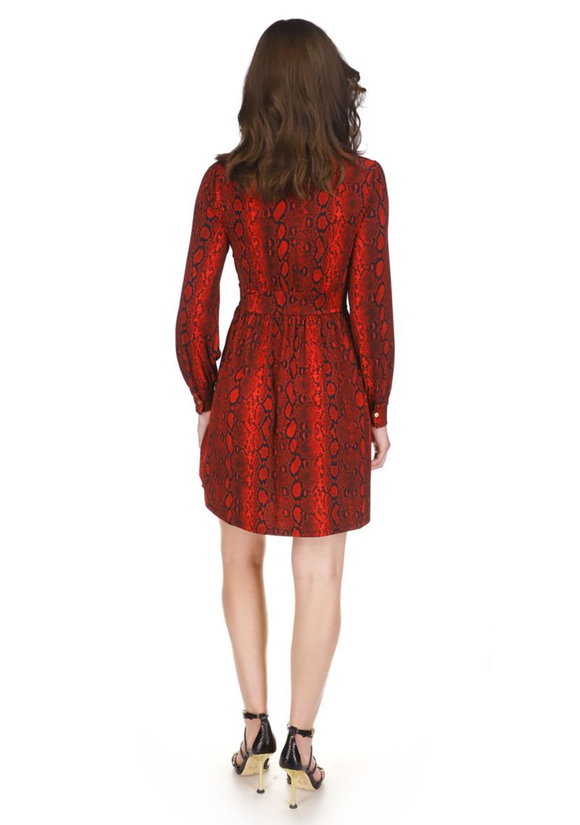 Womens Snake Print Long Sleeve Mini Dress