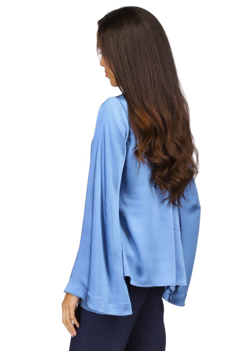 Womens Satin Bell Sleeve Chain Top