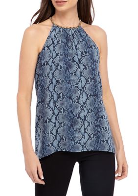 MICHAEL Michael Kors Women's Snake Print Chain Halter Blouse | belk