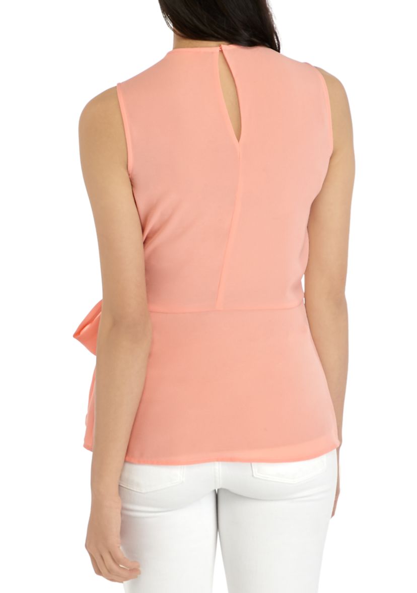 Womens Side Tie Hardware Wrap Blouse