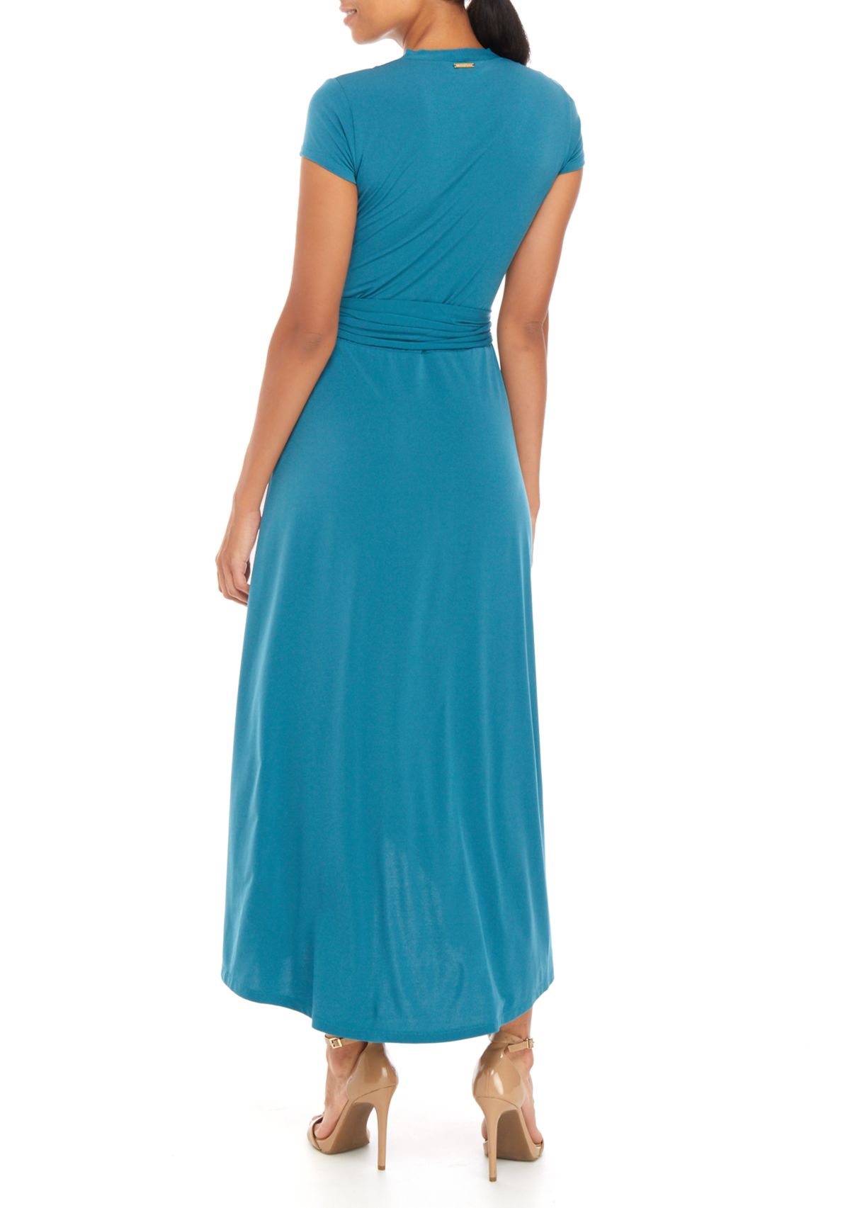Womens Cap Sleeve Wrap Maxi Dress