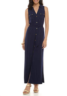 MICHAEL Michael Kors Women's Belted Maxi Shirt Dress | belk