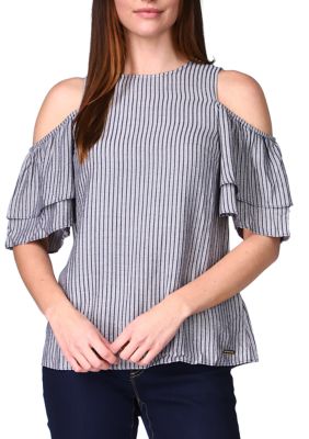 MICHAEL Michael Kors Women's Cold Shoulder Flounce Top | belk