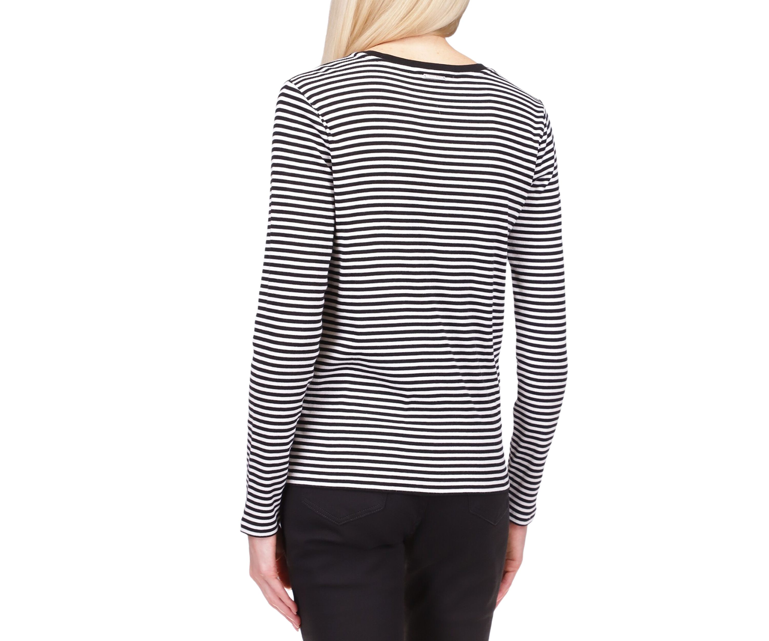 Womens Long Sleeve Ruched Striped Top